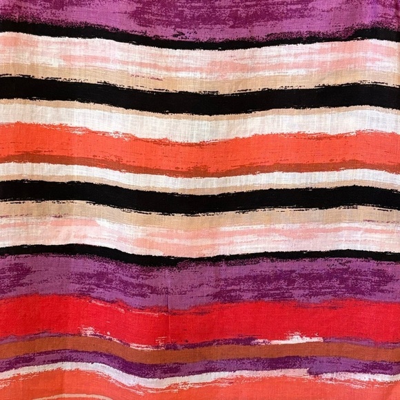 Ellen Tracy Linen Sleeveless Striped Orange Purple Tunic Top Small - Picture 7 of 11
